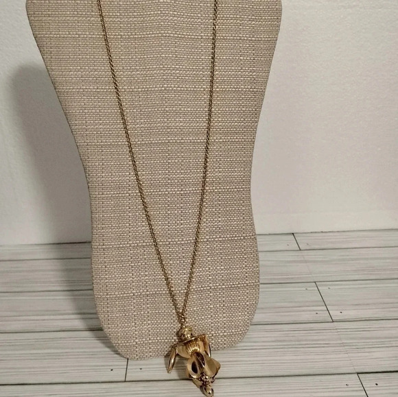 Whimsical Unbranded Gold Tone Dangle Person Pendant Necklace 32" - Picture 8 of 8